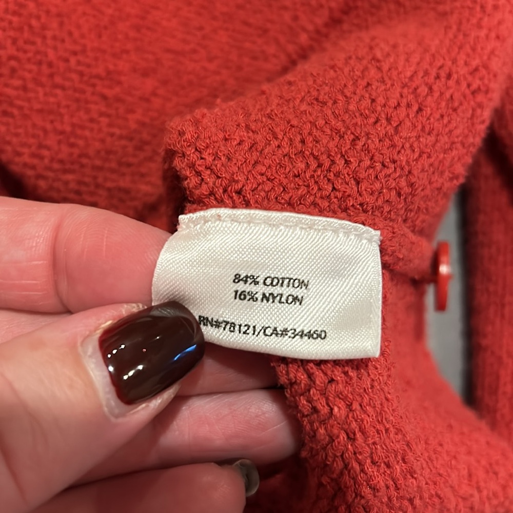 Eileen Fisher button down sweater w/collar, dark orange, size large,great 4 fall - Picture 8 of 9